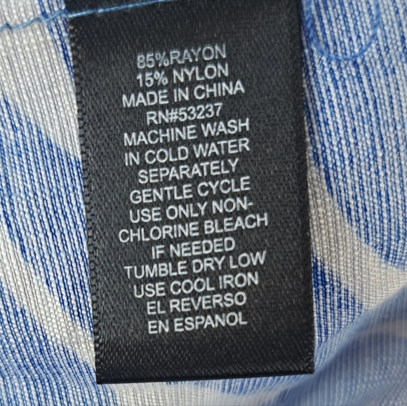 Mlle Gabrielle Blue and White Leaf-Print Shirt Dress - Picture 10 of 11